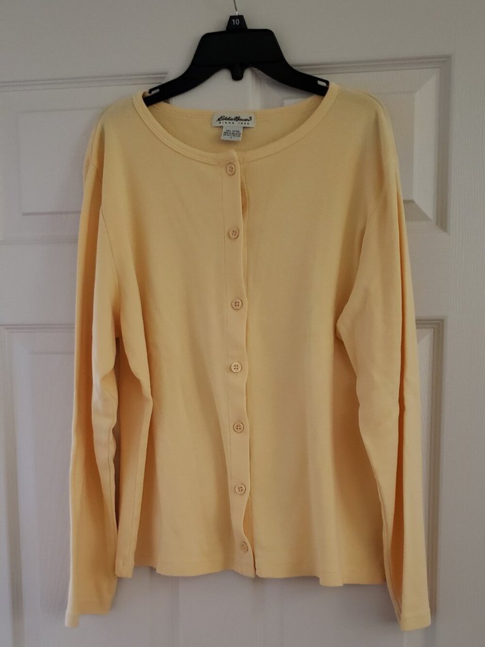 Butter yellow Eddie Bauer woman's cardigan sweater